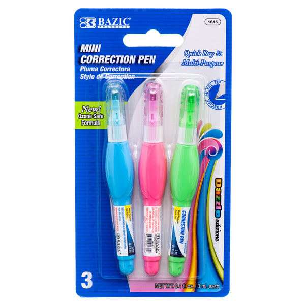 Mini Correction Pens, 3 Count (24 Pack)