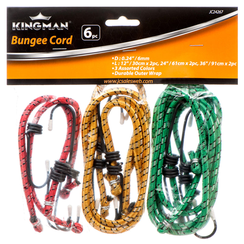 Kingman Bungee Cords, 6 Count (24 Pack)