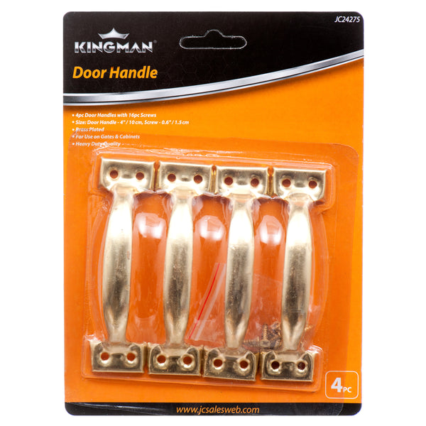 Kingman Door Handles 4"4Pc Brass&Chromed W/16Pc (24 Pack)