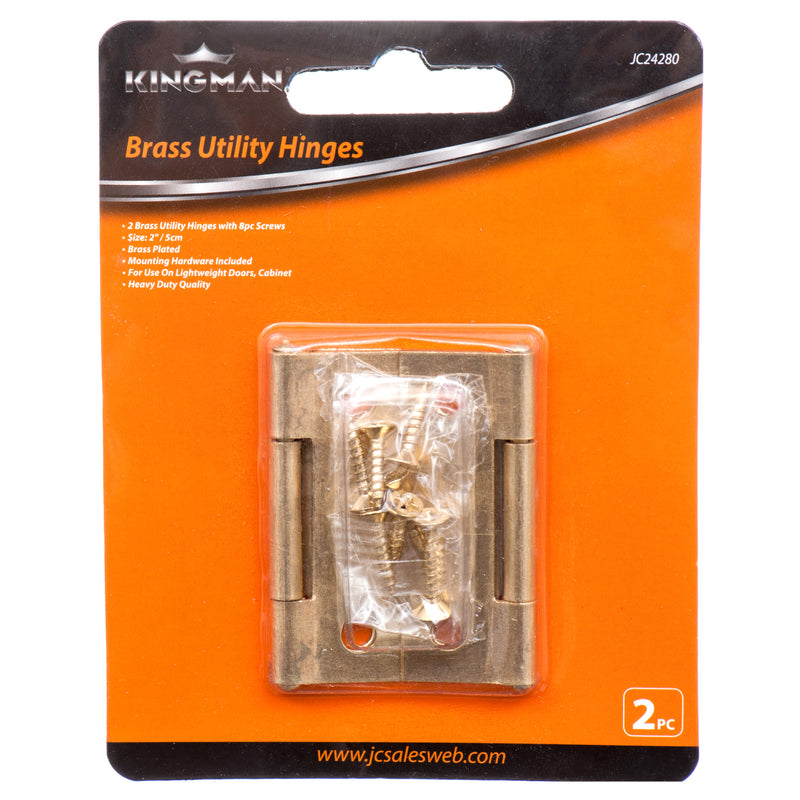Kingman Brass Hinge 2" 2Pc (24 Pack)