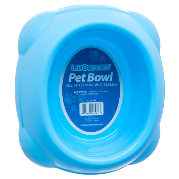 Lil' Buddies Pet Bowl Plastic 7.5" X 5.7" X 2.6" W/Asst Color (24 Pack)