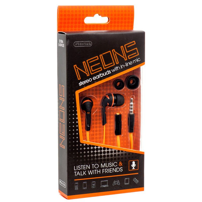 Sentry Earphones Neons Asst Clrs (6 Pack)