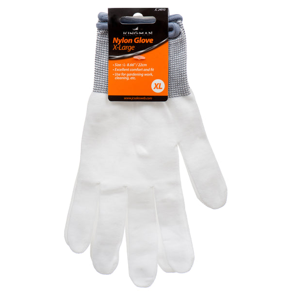 Kingman Nylon Glove X-Large White/Grey (24 Pack)
