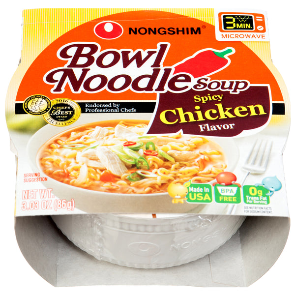 Nongshim Bowl Noodle Instant Soup, Spicy Chicken, 3 oz (12 Pack)