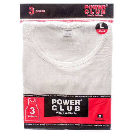 Men's Power Club A-Shirt, Large, 3 Count (4 Pack)