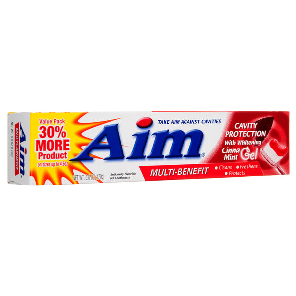 Aim Toothpaste 5.5 Oz Cavity Protection Cinna Mint Gel (24 Pack)