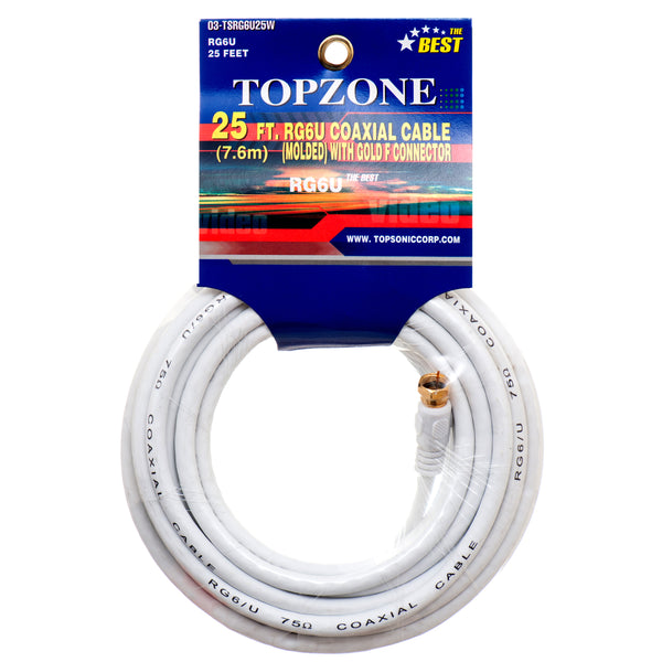 Coaxial Cable 25Ft White #03-Tsrg6U25W (12 Pack)