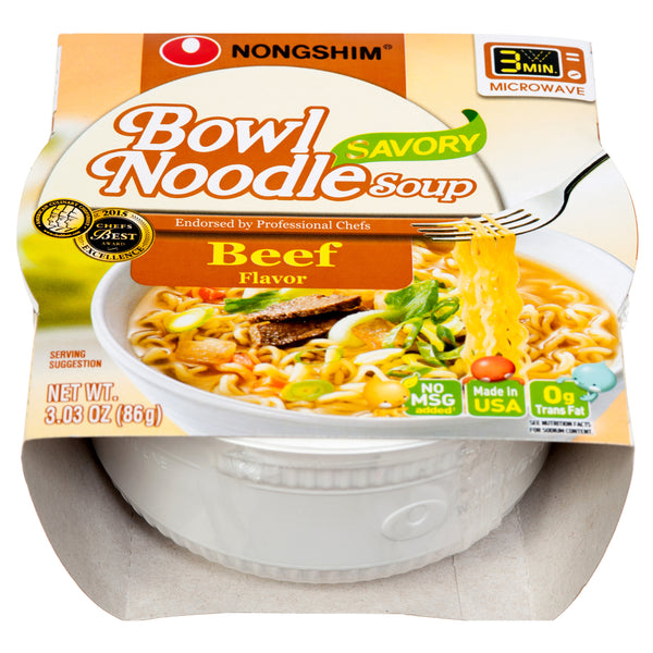 Nongshim Bowl Noodle Instant Soup, Beef, 3 oz (12 Pack)