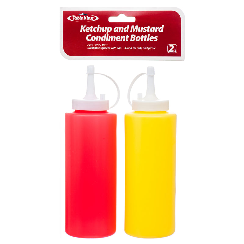 Table King Ketchup And Mustard Condiment Bottle W/Lid 7.5" 2Pc (24 Pack)