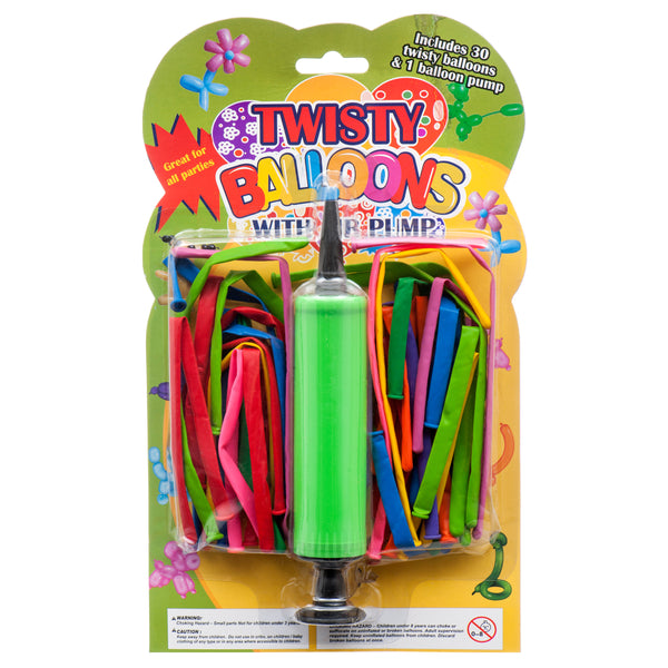 Twisty Balloon w/ Air Pump, 30 Count (24 Pack)