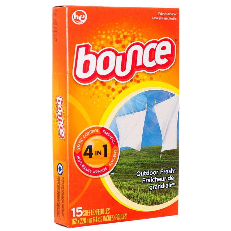 Bounce Dryer Sheets 15 Ct Outdoor Fresh (15 Pack)