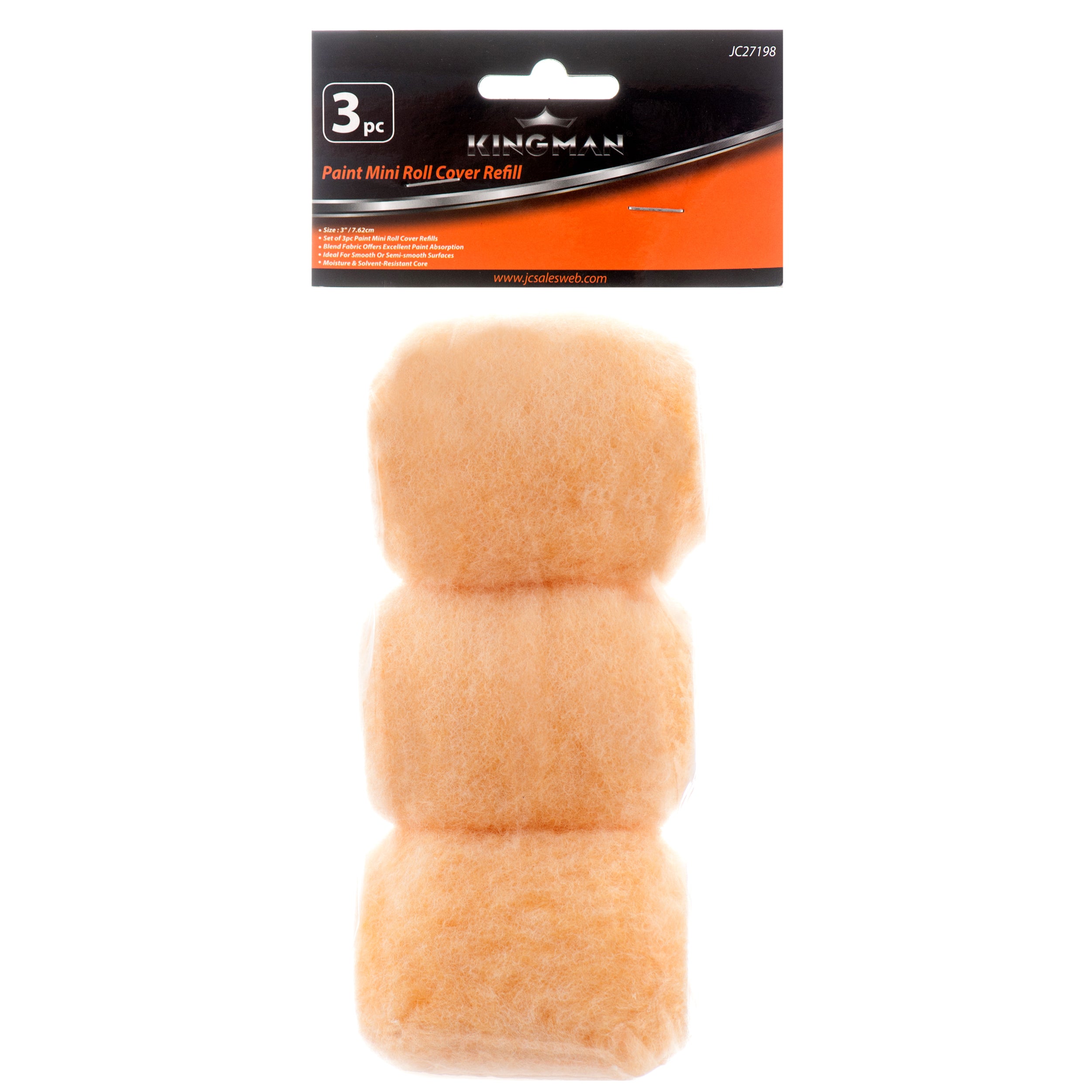 Kingman Mini Paint Roller Cover 3Pc W/3/8" Nap (Pack Of 1)