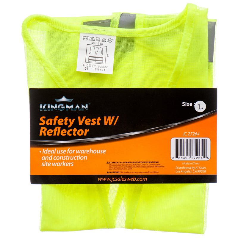 Kingman Safety Vest W/Reflector & Asst Size - L & Xl (24 Pack)
