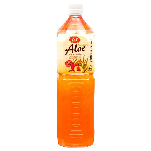 L&L Aloe Vera Drink, Peach, 1.5 L (12 Pack)