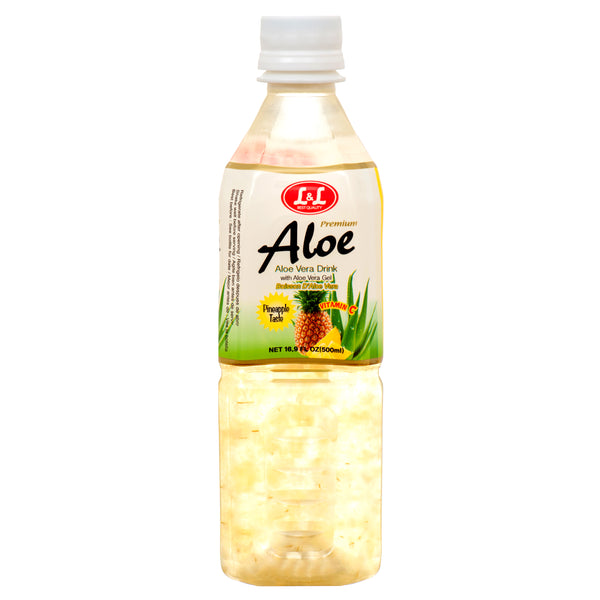 L&L Aloe Vera Drink, Pineapple, 16.9 oz (20 Pack)
