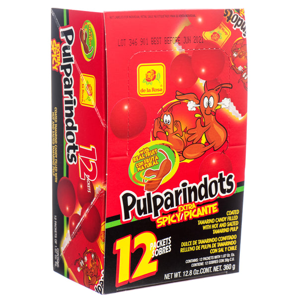 De La Rosa Extra Spicy Pulparindo, 12 Count (12 Pack)