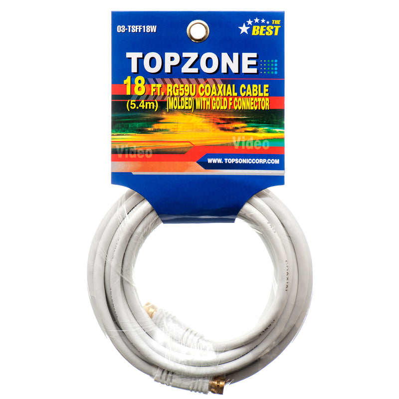 Video Cable 18Ft Coaxial White Sleeve (24 Pack)