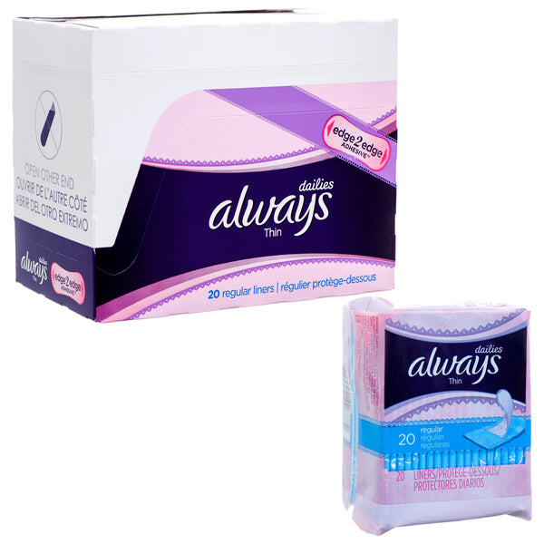 Always Thin Panty Liners 20Ct Regular (24 Pack)