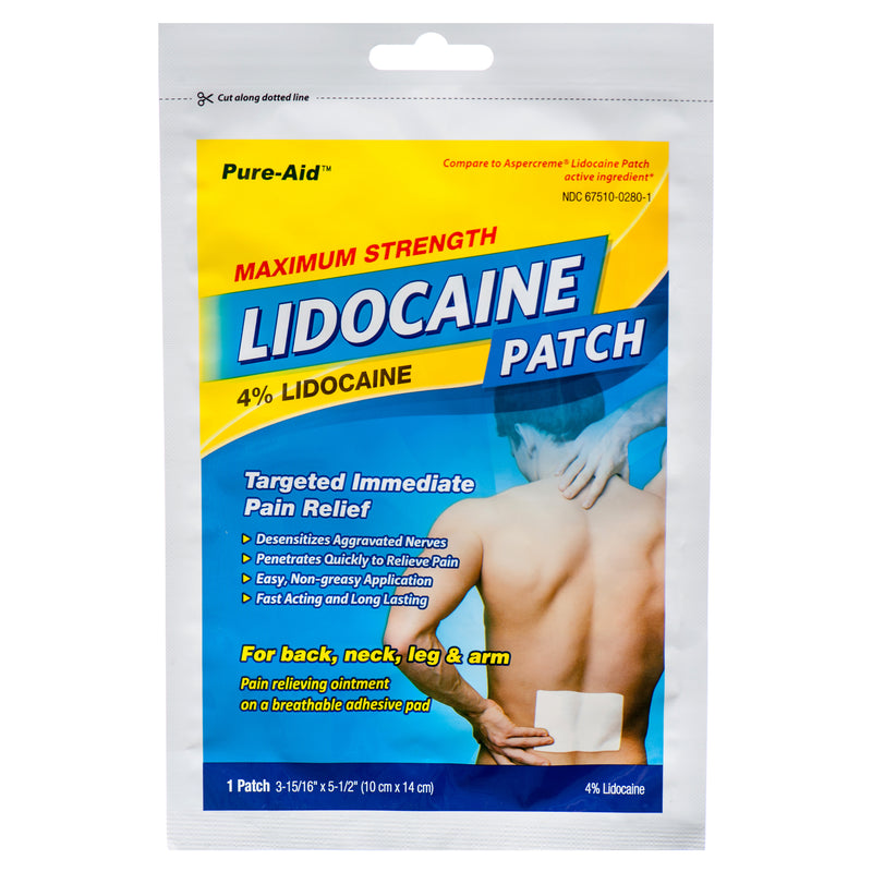 Pure-Aid 4% Lidocaine Patch Max Strength 1Ct (24 Pack)