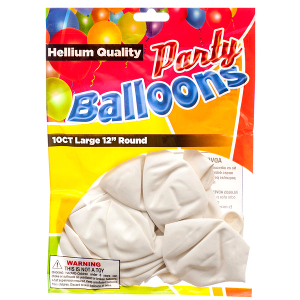 Balloon Standard White 12" 10Ct (12 Pack)