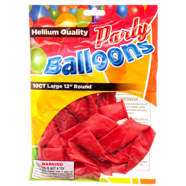 Balloon Standard Red 12" 10Ct (12 Pack)