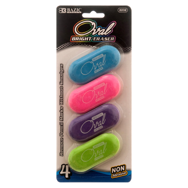 Oval Bright Eraser, 4 Count (24 Pack)