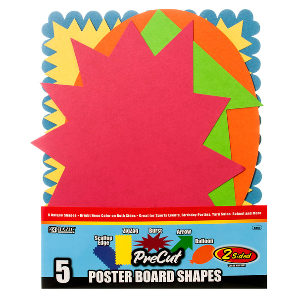 Pre-Cut Poster Board Shapes, 5 Count (48 Pack)