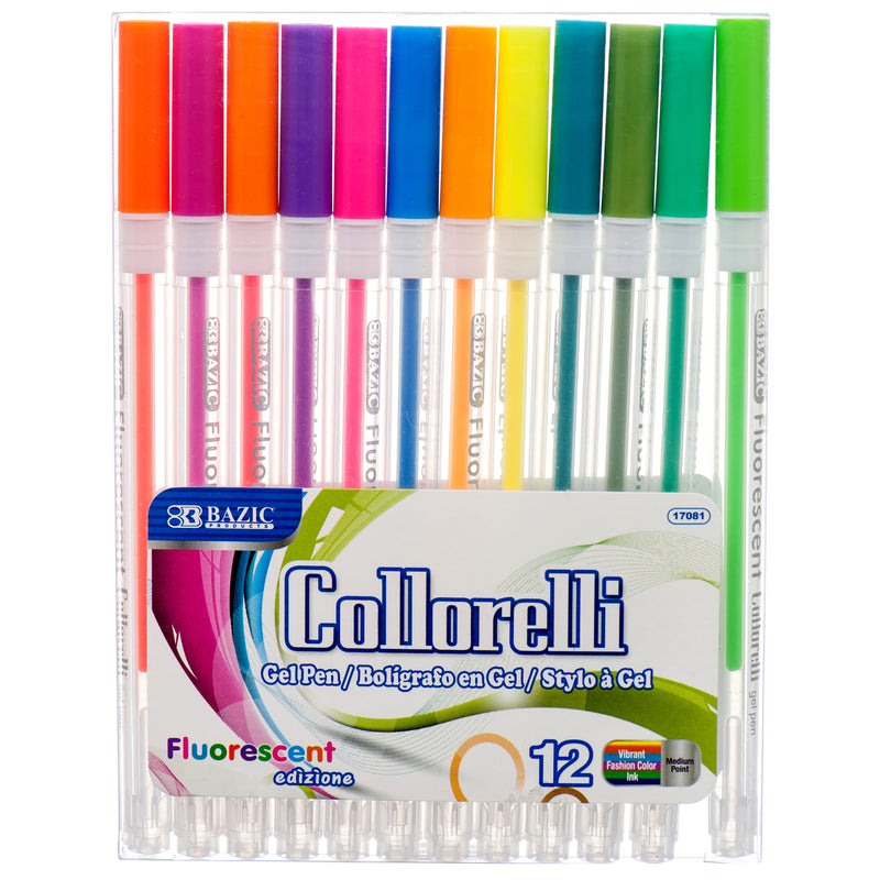 Fluorescent Color Gel Pen, 12 Count (24 Pack)