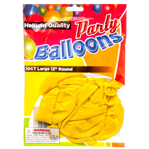 Balloon Standard Yellow 12" 10Ct (12 Pack)