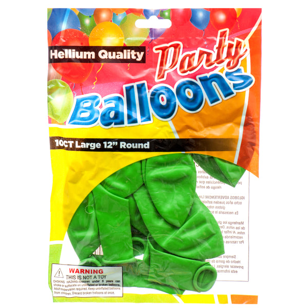 Balloon Standard Green 12" 10Ct (12 Pack)