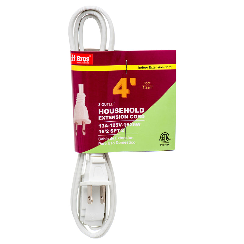 Extension Cord 4Ft White Etl (25 Pack)