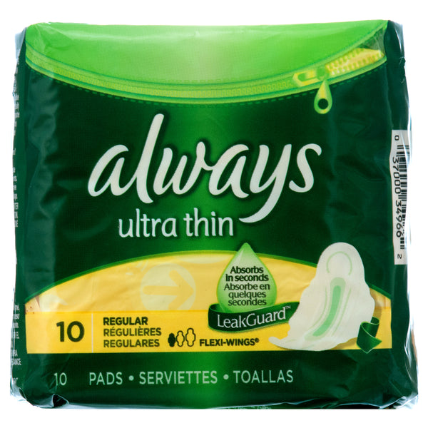 Always Ultra Thin Pads, Regular, 10 Count (12 Pack)