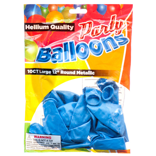 Balloon Metallic Blue 12" 10Ct (12 Pack)