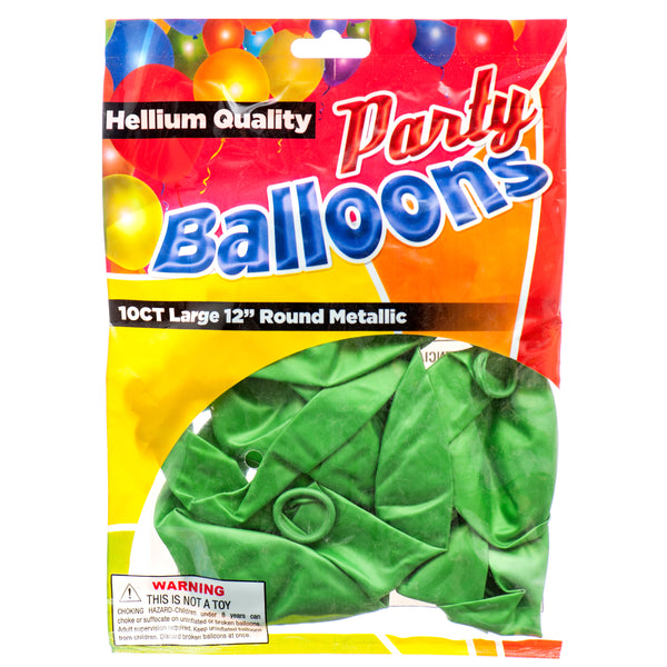 Balloon Metallic Green 12" 10Ct (12 Pack)