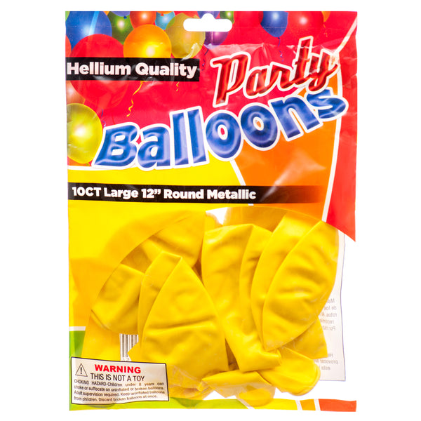 Balloon Metallic Yellow 12" 10Ct (12 Pack)