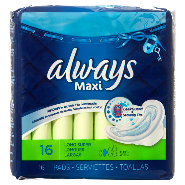 Always Maxi 16Ct Super Long W/Wings (12 Pack)