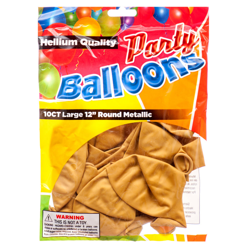 Balloon Metallic Gold 12" 10Ct (12 Pack)