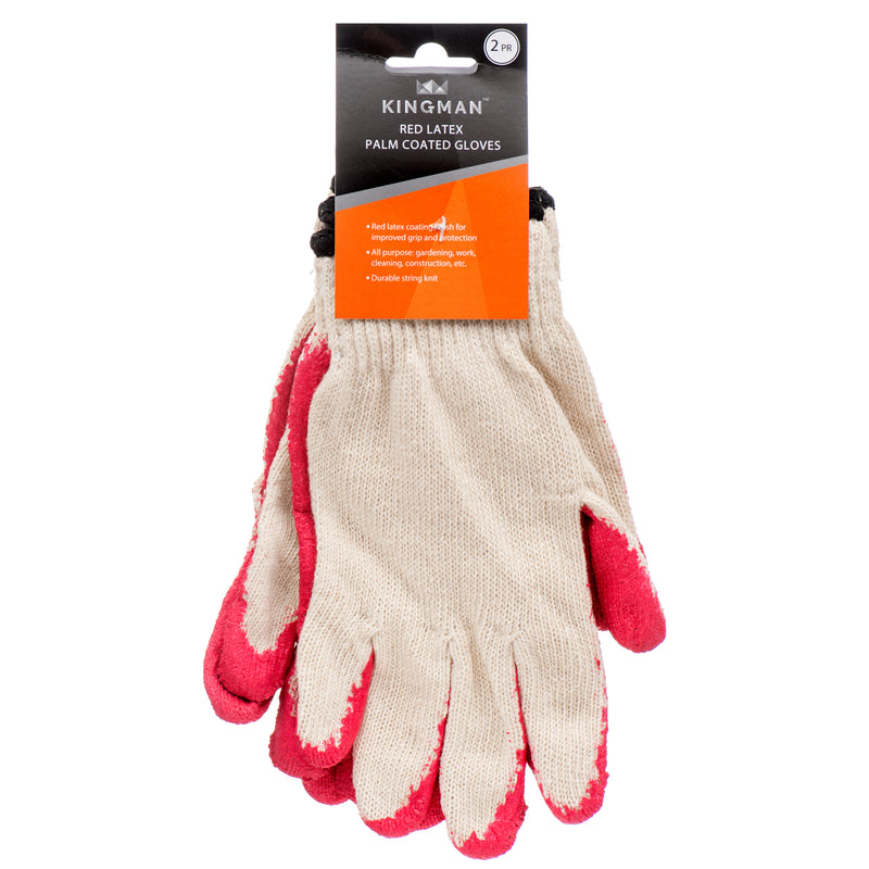Kingman Red Latex Palm Coated Gloves, 2 Count (12 Pack)