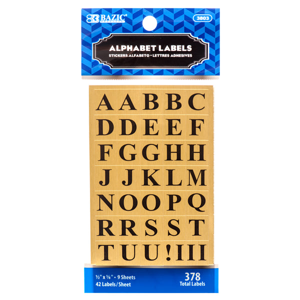 Gold Foil Alphabet Label, 42 Count (24 Pack)