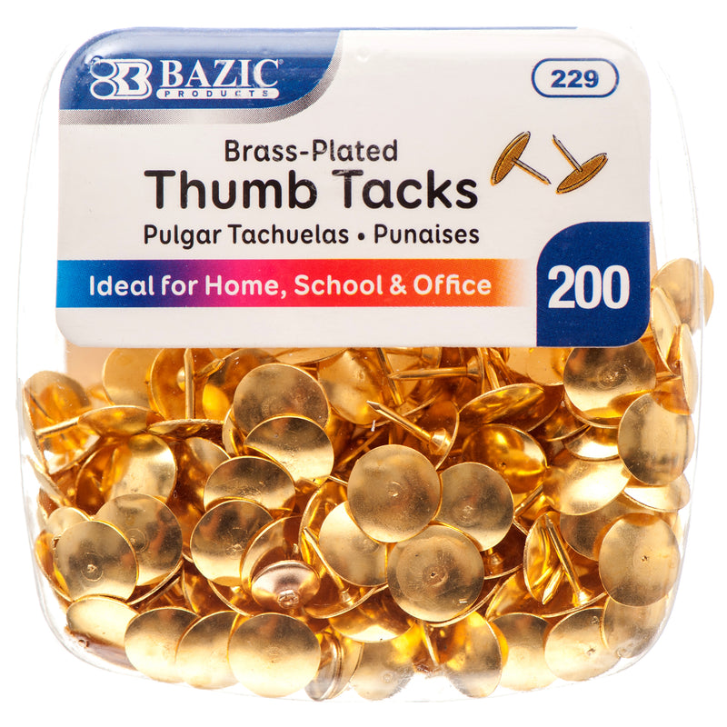 Brass Thumb Tackss, 200 Count (24 Pack)