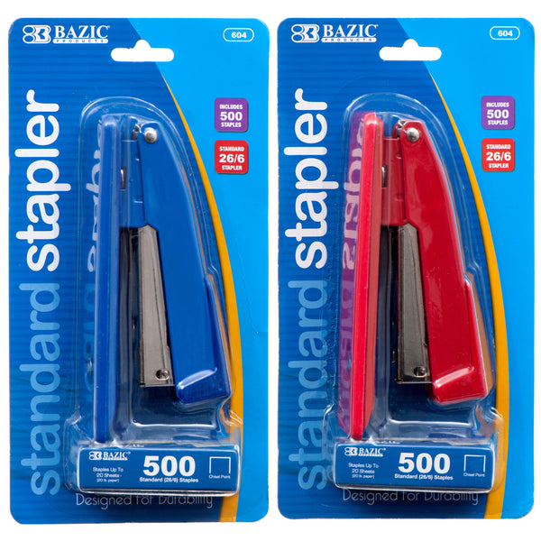 Standard Stapler w/ Grip, Assorted Colors (24 Pack)