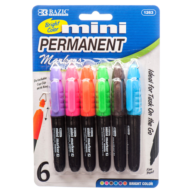 Mini Permanent Markers, 6 Count (24 Pack)