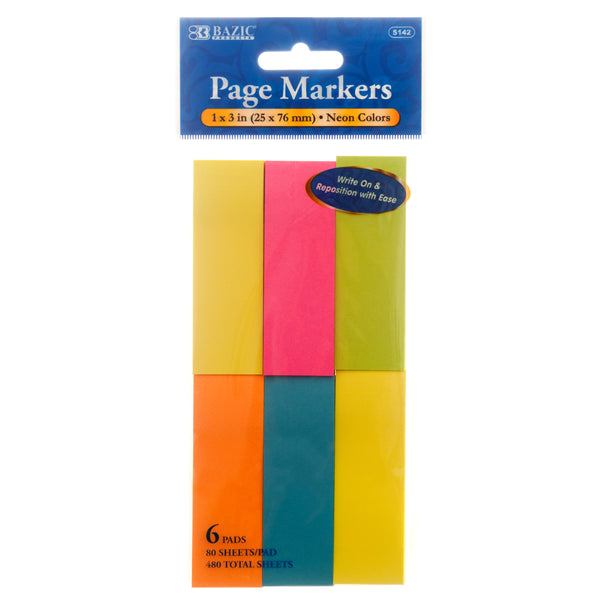Neon Page Marker Stick-On Notes (24 Pack)