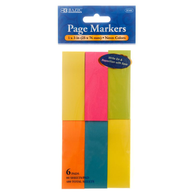 Neon Page Marker Stick-On Notes (24 Pack)