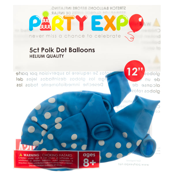 Inflatable Party Balloons, Light Blue Polka Dot, 12", 10 Count (12 Pack)