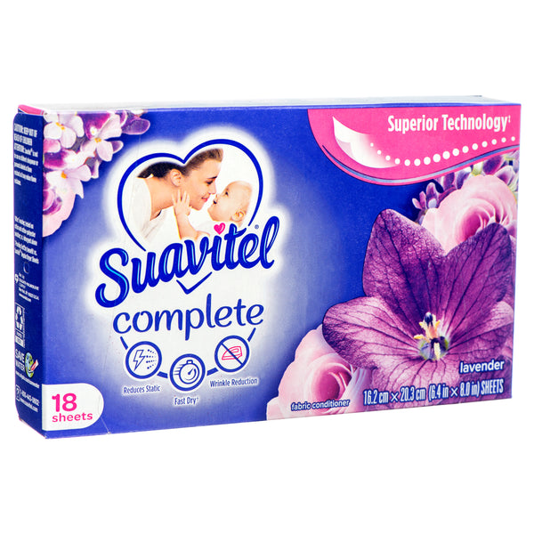 Suavitel Fabric Sheets, Lavender, 18 Count (15 Pack)