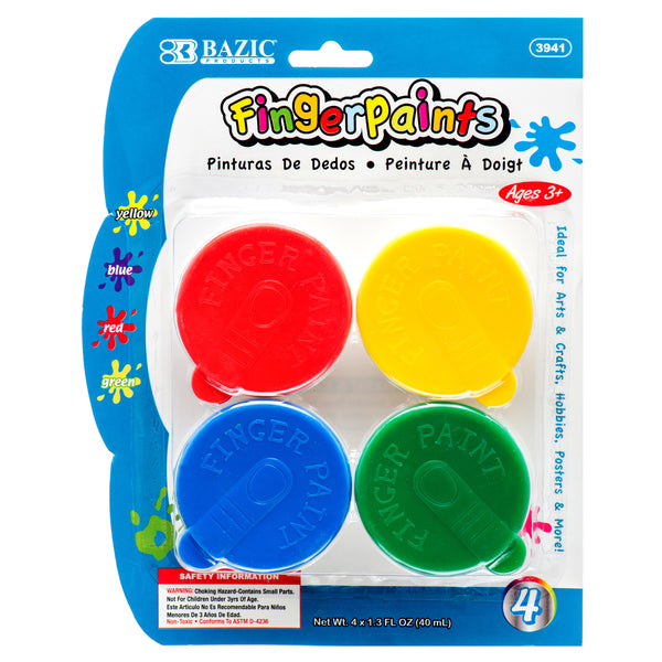 Bazic Finger Paints 4 Colors (24 Pack)