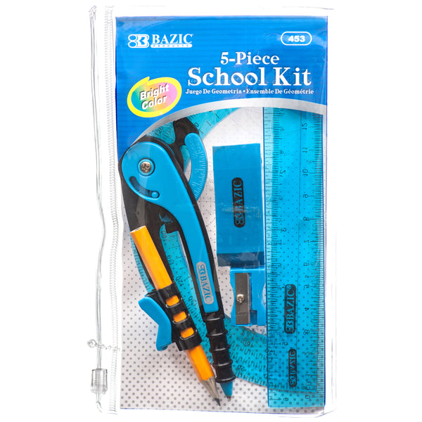 5-Piece School Kit w/ Zipper Pouch (24 Pack)