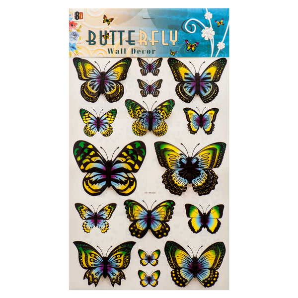 Wall Stickers Butterfly Asst Degn (24 Pack)