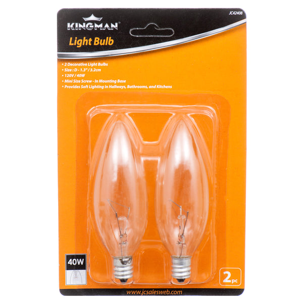 Kingman Decorative Light Bulb 40W Small Bottom 2Pc (24 Pack)